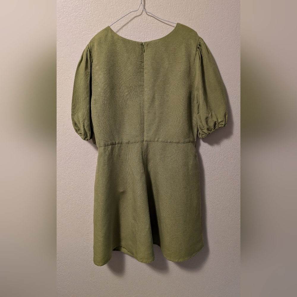 Lands End  Green Puff Sleeve Dress - Picture 3 of 7